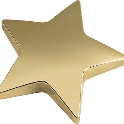 3.75in x 0.75in Gold Finish Star Paperweight
