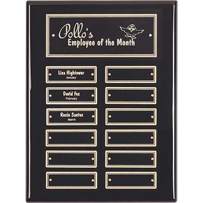 12in x 9in Black Gloss Perpetual Plaque - 12 Plates