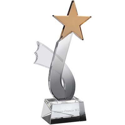 10.5in Optical Crystal Gold Shooting Star Award