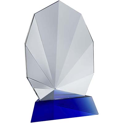 8in  Blue & Clear Crystal Award
