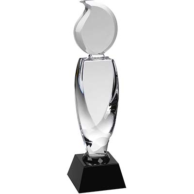 11in Clear & Black Crystal Award Boxed