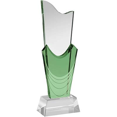 10in Clear & Green Crystal Award