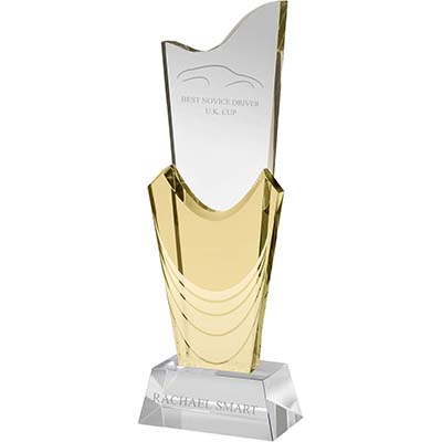 10.75in Clear & Yellow Crystal Award