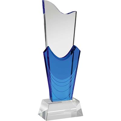 11.5in Clear & Blue Crystal Award
