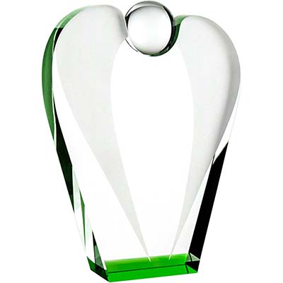 8in Clear & Green Crystal Award