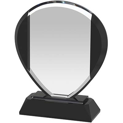 7in Clear & Black Crystal Award Boxed
