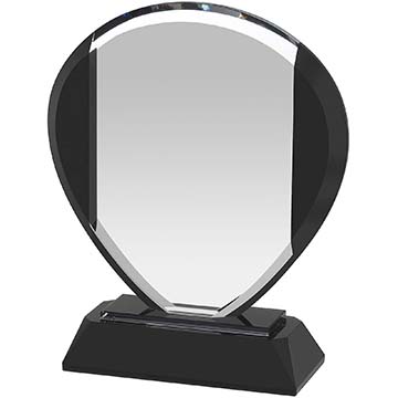 8in Clear & Black Crystal Award Boxed