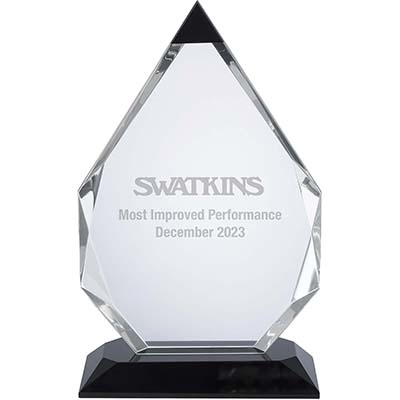 9in Clear & Black Crystal Award Boxed