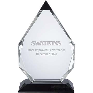 8in Clear & Black Crystal Award Boxed