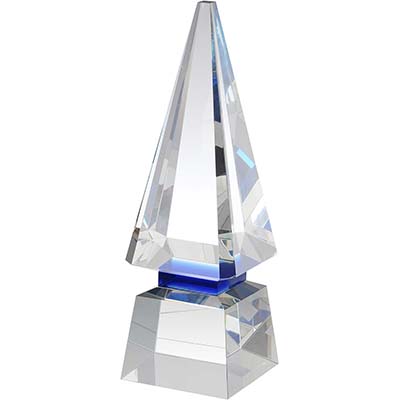 11.25in Clear & Blue Optical Crystal Award