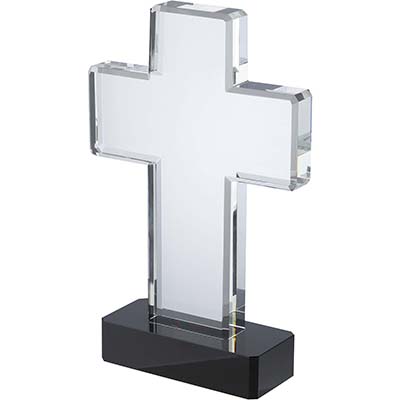 8.5in Clear & Black Optical Crystal Cross Award