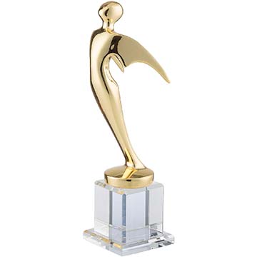 10.5in Metal Flying Figure & Crystal Base Award