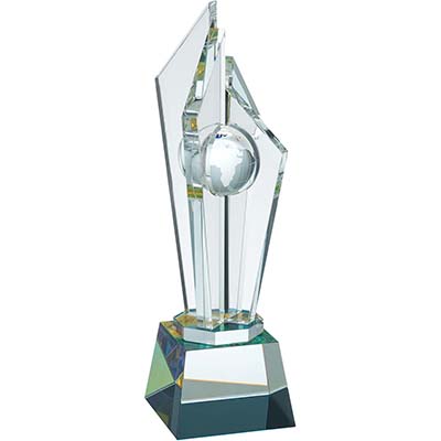 12in Clear Optical Crystal Central Globe Award