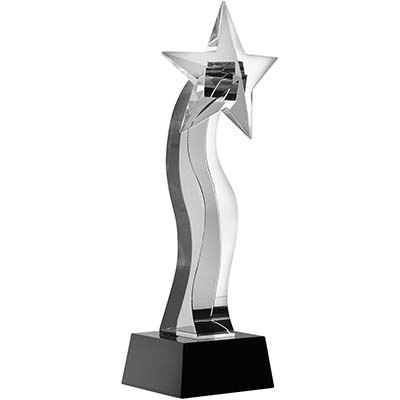 10in Optical Crystal Star & Black Base Award