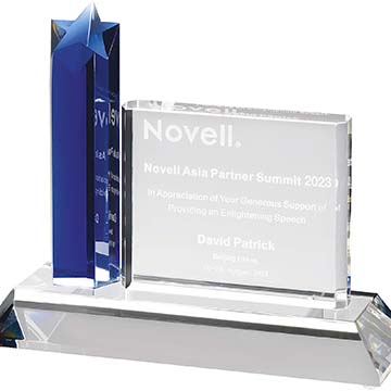 6.5in Optical Crystal Blue Rising Star Award & Panel