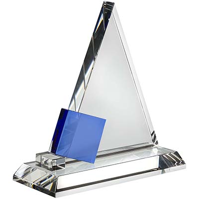 6in Clear & Blue Optical Crystal Award