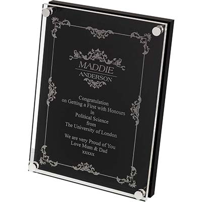8in x 6in Clear & Black Plaque Acrylic Award
