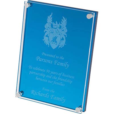 8in x 6in Clear & Blue Plaque Acrylic Award