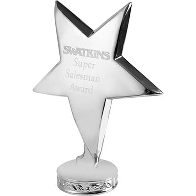 4in Silver Finish Free Standing Star