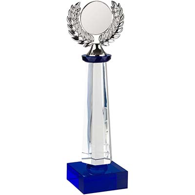 10.75in Blue & Clear Crystal Award Boxed
