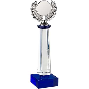 12.25in Blue & Clear Crystal Award Boxed