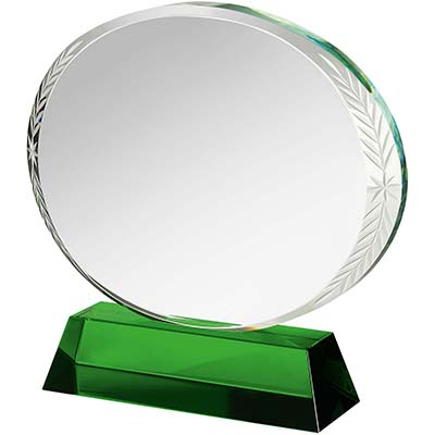6.25in Green & Clear Crystal Award