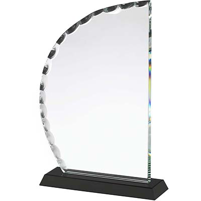 7.75in Clear & Black Crystal Award Boxed
