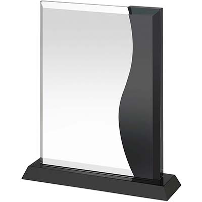 7in Clear & Black Crystal Award Boxed