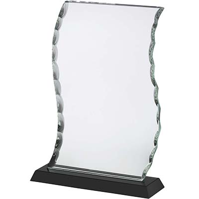 7.5in Clear & Black Crystal Award Boxed