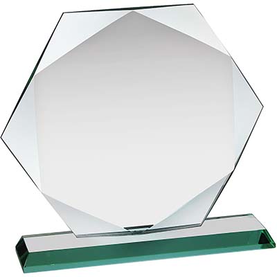 7.75in Jade Glass Hexagonal Award