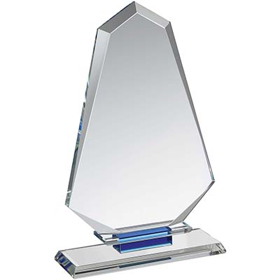 9in Clear & Blue Crystal Award Boxed