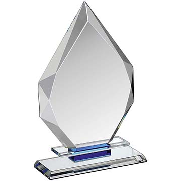 8in Clear & Blue Crystal Award Boxed