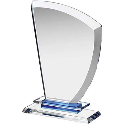 8in Clear & Blue Crystal Award Boxed