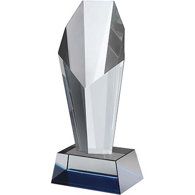 8.5in Clear & Blue Crystal Award Boxed