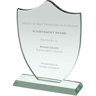 7.75in Jade Glass Shield Award