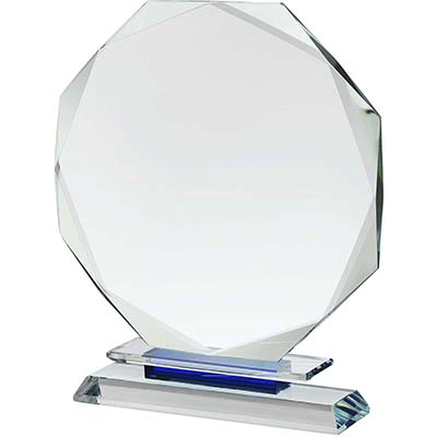 7.75in Clear & Blue Crystal Award Boxed