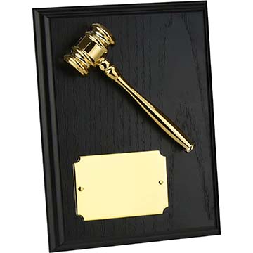 6in x 4in Gold Finish Gavel Plaque Award