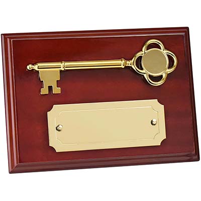7in x 5in Gold Finish Key Plaque Award