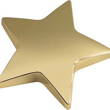 3.75in x 0.75in Gold Finish Star Paperweight