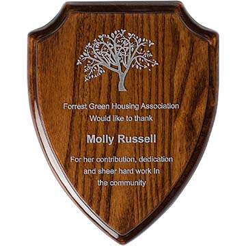 10.25in Walnut Finish Shield Plaque