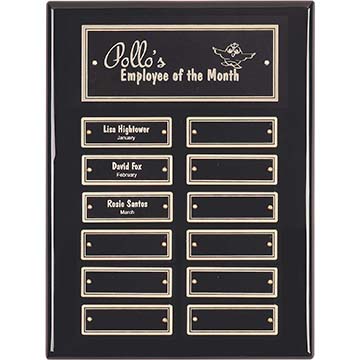 12in x 9in Black Gloss Perpetual Plaque - 12 Plates