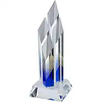 12.5in  Clear & Blue Gold Crystal Glitter Award