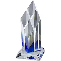 12.75in  Clear & Blue Gold Crystal Glitter Award